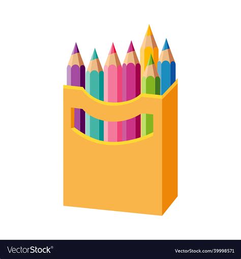 Colorful pencils in box as kids toy Royalty Free Vector