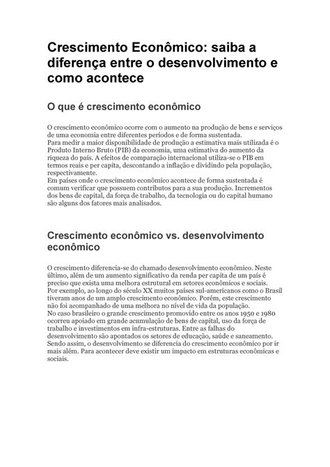 Apontamnetos Economia Crescimento Econômico Saiba A Diferença Entre