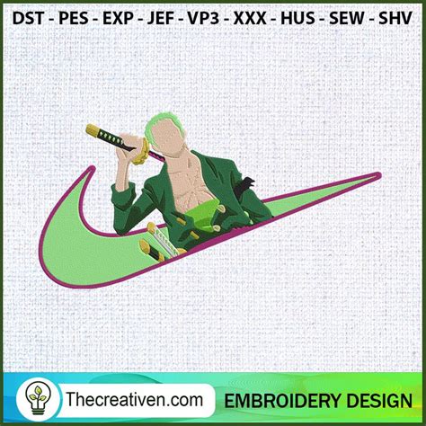 Nike X Roronoa Zoro Embroidery Designs Nike Machine Embroidery Design