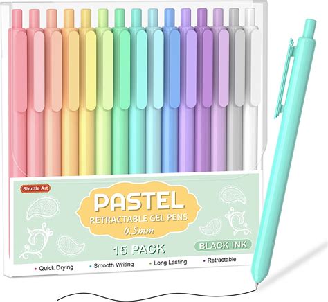 Amazon Shuttle Art Retractable Pastel Gel Ink Pens Pack Black