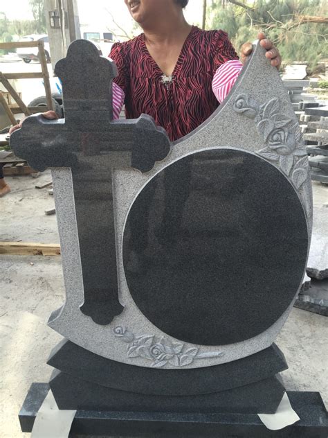 Romania Dark Grey Granite Carving Gravestone Headstone Columnbarium