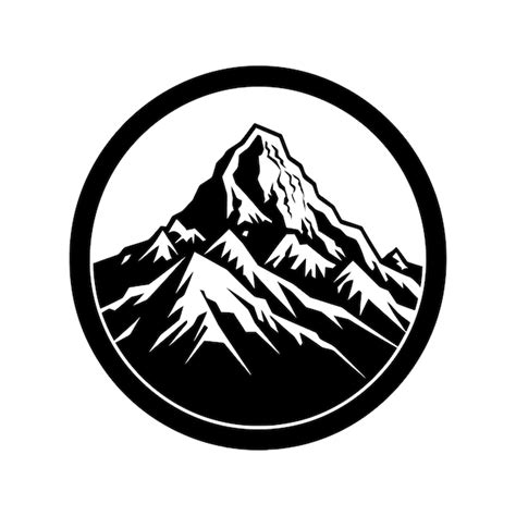 Premium Vector | A black and white mountain logo with a mountain in the ...