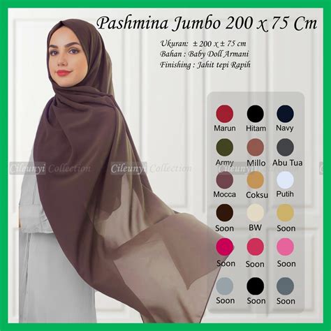 Jual Aline Pashmina Promo Pashmina Ceruty Babydoll X Cm Jahit Tepi