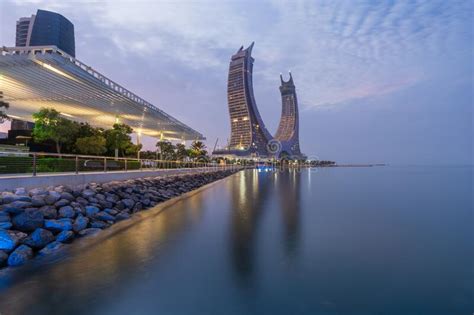 Katara Twin Tower Hotel Lusail Marina Park Doha Qatar Image Ditorial