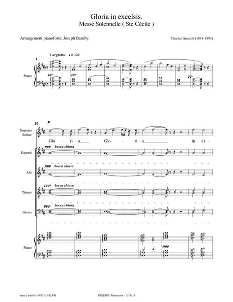 Gounod Messe De Ste Cecile 2gloria Sheet Music For Piano Soprano