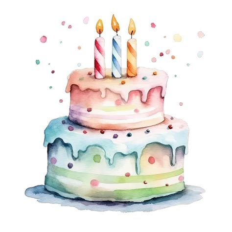 Aquarelle De G Teau D Anniversaire Vecteur Premium