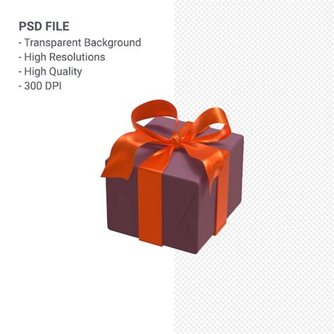 Coffret cadeau 3d avec beau ruban et arc isolé PSD Premium