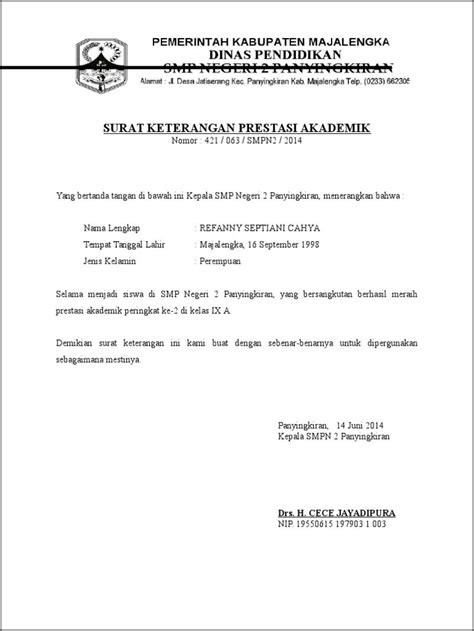 Contoh Surat Keterangan Siswa Berprestasi Terbaru Format Doc Sekolah