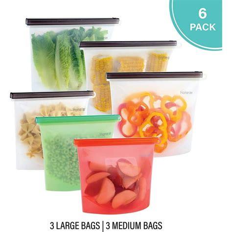 Reusable Silicone Food Storage Bags 3 X Large 3 X Medium For Sandwich