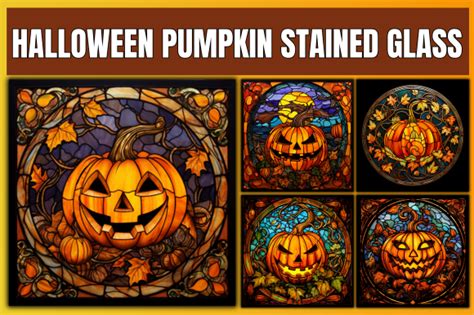 Halloween Pumpkin Stained Glass Gráfico Por Liminotemplates · Creative Fabrica