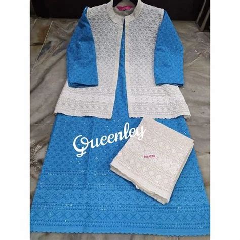 Chikan Kurti Plazo Set With Chikan Jacket At Rs Anand Nagar