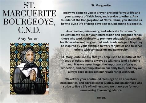 St Marguerite Bourgeoys Pray For Us Prayer Card Etsy