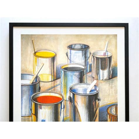 Wayne Thiebaud Vintage 1990 Lithograph Print Paint Cans Large