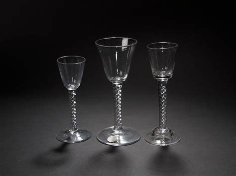 Bonhams Three Airtwist Wine Glasses Circa 1750