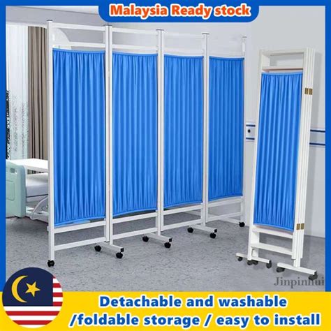 Ready Stockward Screen Medical Iron Partitions Mobile Folding Blue