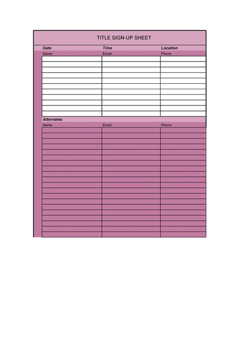 40 Sign Up Sheet Sign In Sheet Templates Word And Excel