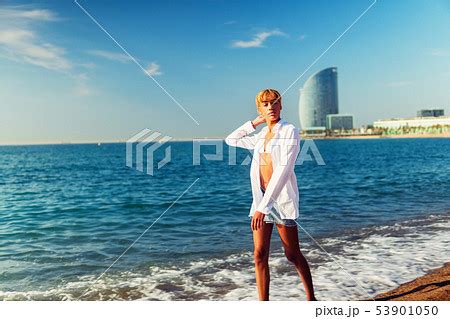 Beautiful sexy shemale woman posing at the beachの写真素材 53901050 PIXTA