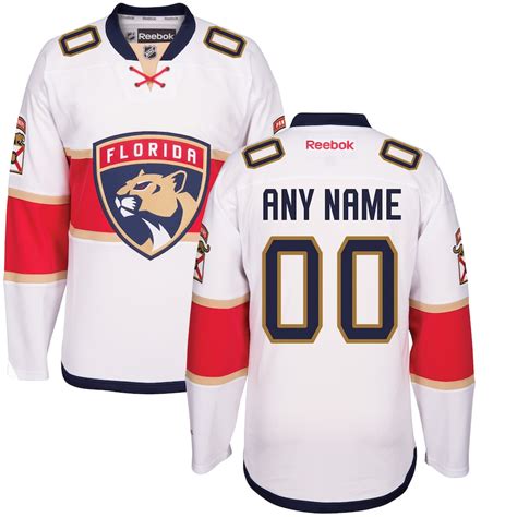 Reebok Florida Panthers White Away Premier Custom Jersey