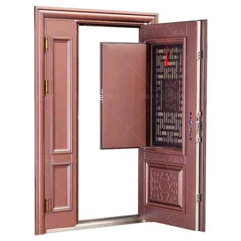 Metal Security Pivot Front Entry Door Swivel Steel Door With Side