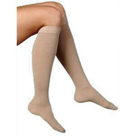 Juzo Soft Full Foot Compression Stockings With Silicone Border Size 5 Short Beige Pair