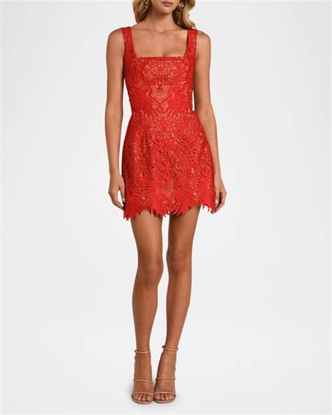 Helsi Quinn Floral Applique Lace Mini Dress Neiman Marcus