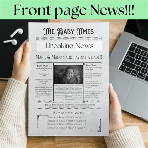 Customizable Newspaper| Birth Announcement Magazine| Newspaper Template