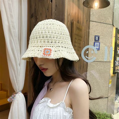 Cocopeaunts Knitted Floral Bucket Hats For Women Spring Summer Travel