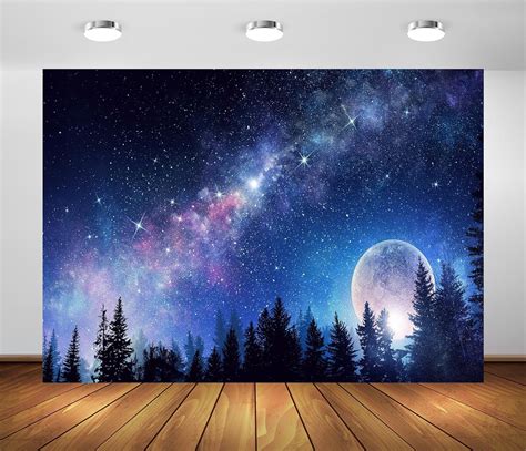 Amazon BELECO 6x4ft Fabric Starry Night Forest Backdrop Universe