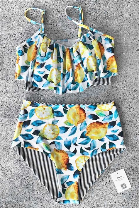 Bikini de verano de limón con falbala