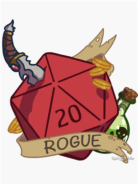 D20 Rogue Fantasy Dice Sticker By Spicycookiie Redbubble