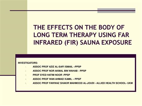 PPT THE EFFECTS ON THE BODY OF LONG TERM THERAPY USING FAR INFRARED