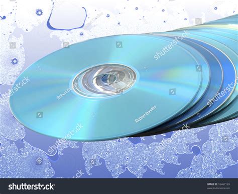 Cds Dvds Blu Ray Stack Of Blue Disks Discs Over Blue Fractal Stock