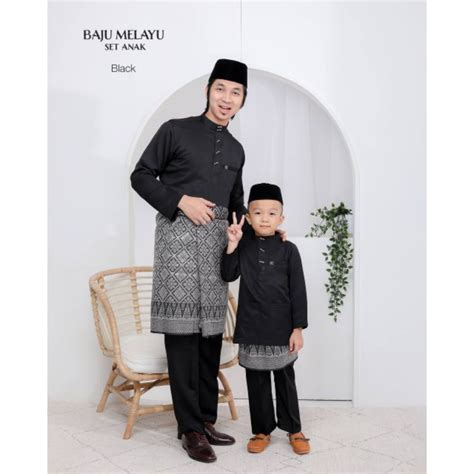 BLACK BAJU MELAYU 2023 Baju Melayu Moden Regular Fit Slim Fit