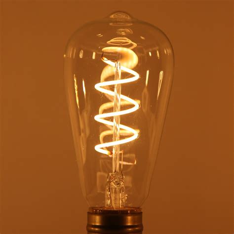 Vintage Edison Pendant Led Light Bulb Lamp St64 4w Dimmable Spiral Flexible Led Filament Bulb