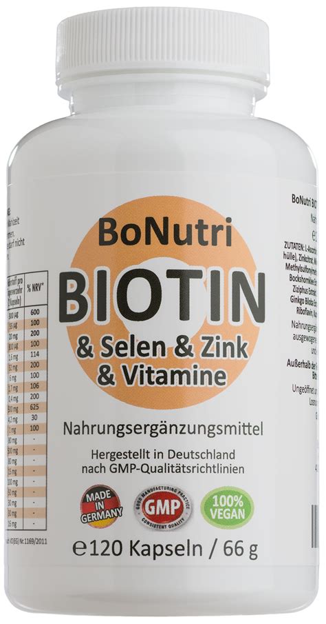 Biotin Selen Zink Vitamine 120 vegane Kapseln Haare Haut Nägel