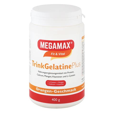 Megamax Fit Vital Trinkgelatine Plus Orange Geschmack G Shop