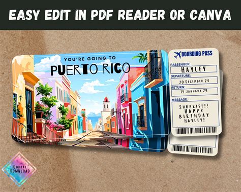 Puerto Rico Trip Surprise Gift Ticket You're Going to PUERTO RICO