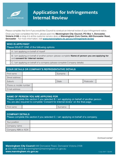 Fillable Online Request A Review Of A Fine Infringement Notice Fax