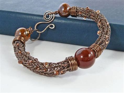 Viking Knit Beaded Bracelet Brown Viking Weave Bracelet Etsy UK