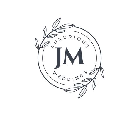 Jm Initials Letter Wedding Monogram Logos Template Hand Drawn Modern Minimalistic And Floral