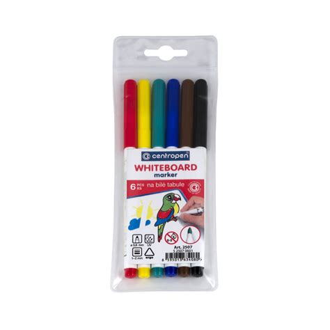 Marker Whiteboard Varf Subtire 2mm 6 Culori Set CENTROPEN 2507