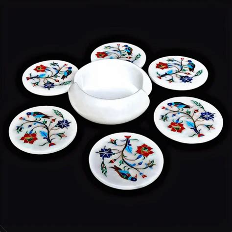 Round Marble Stone Tea Coaster Set For Home At Rs 2500 Set In Agra