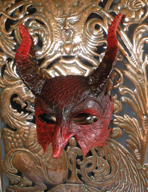 Satan Masquerade Mask Devil Costume Mask Demon Horned Papermache Mask