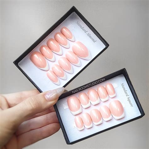 Nude French Style Nude Press On Nails False Glue On Nails Etsy