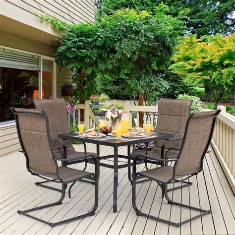 Nuu Garden 5 Pieces Square Outdoor Patio Dining Set With Padded Sling