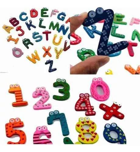 Abecedario Números Con Imán Juego Set Didactico Madera Niños 165 en