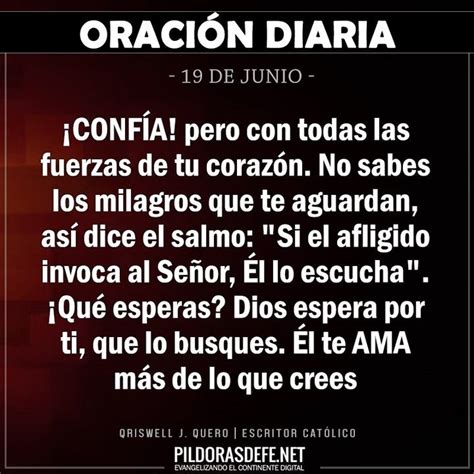 ORACIÓN DIARIA No sabes los milagros que te aguardan así dice el