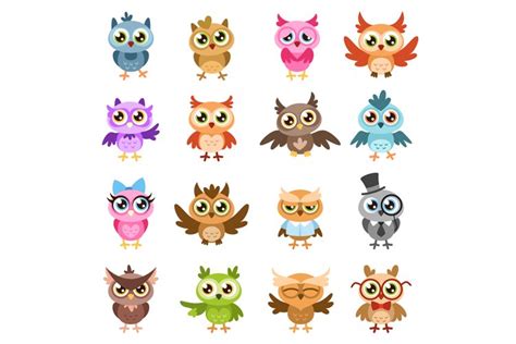 Owls Color Cute Wise Owl Stickers Birthday Kids Shower Fun