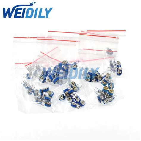 Pcs Rm Vertical Blue White Adjustable Resistor Kit Ohm M Ohm