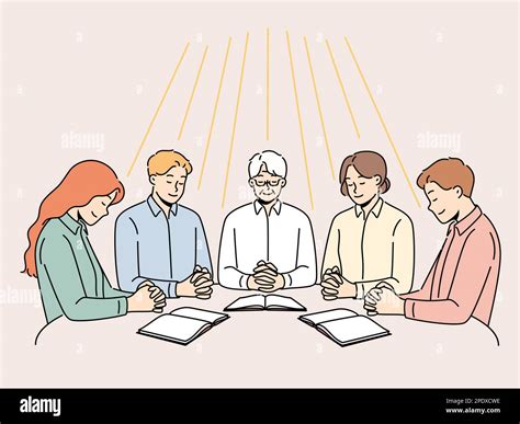 Men Praying Christian Group Stock Vector Images Alamy